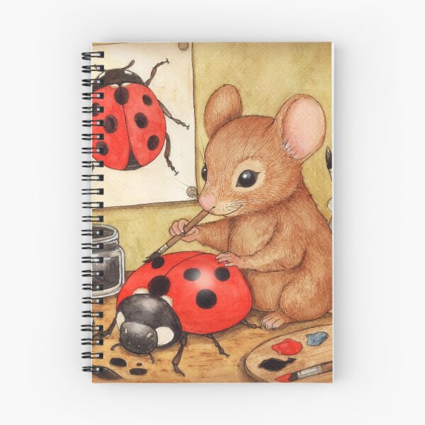 Item preview, cute mouse painting dots on a ladybug designed and sold by studiovanharte.
