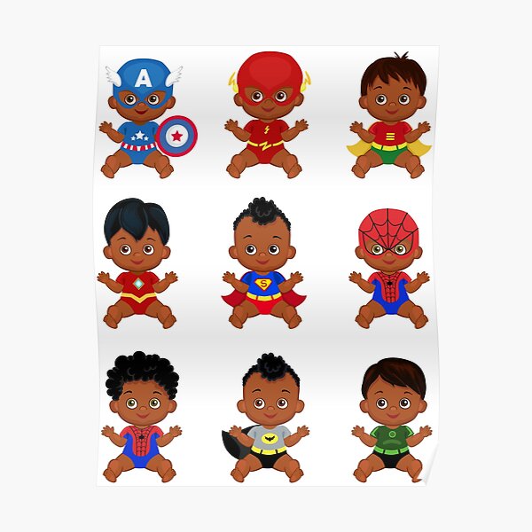 Afroamerikaner Superheldbaby Superheld Multikulturelle Baby Kostume Superbaby Madchen Clipart Poster Von Sandytov Redbubble