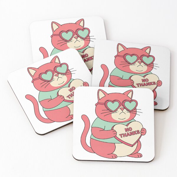 Item preview, Sarcastic Pink Cat No Thanks Heart Sunglasses Retro Illustration designed and sold by lunahlee.
