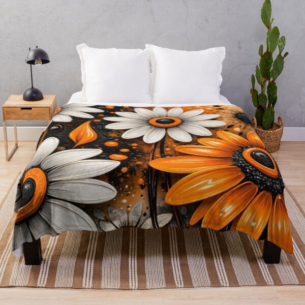 Item preview, Orange and White Daisy Splash Art designed and sold by Kaleidoscope Print.