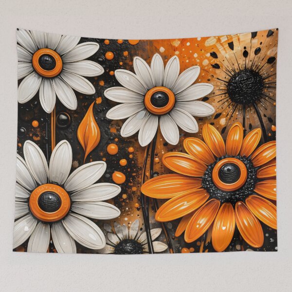 Item preview, Orange and White Daisy Splash Art designed and sold by Kaleidoscope Print.