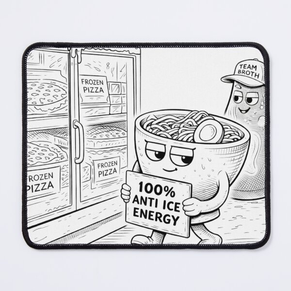 Item preview, 100% Anti Ice Energy Ramen & Team Broth Coloring Page designed and sold by ComedyInkFactor.