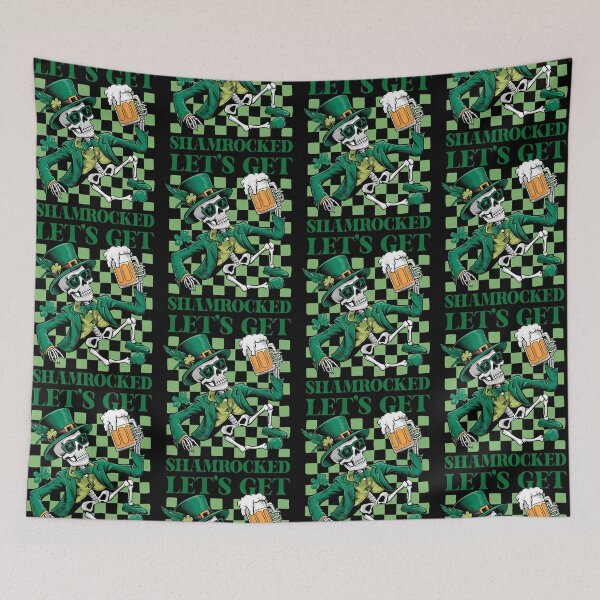 Item preview, Let's Get Shamrocked Skeleton Drink Checkered Graphic designed and sold by jakaun.