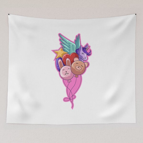 Item preview, cute balloons bear rabbit heart unicorn and star for gift designed and sold by neonabdrawn.