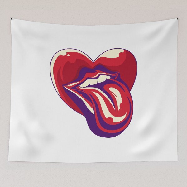 Item preview, surrealistic love heart with a mouth and tongue designed and sold by neonabdrawn.