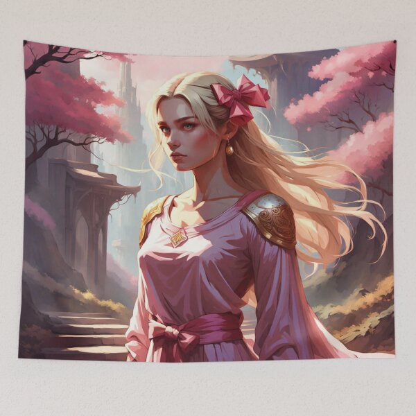 Item preview, Young Fantasy Heroine Among Pink Blossoms designed and sold by FrenchRomani.