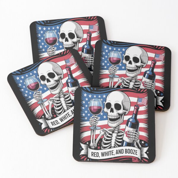 Item preview, Red White & Booze Skeleton American Flag Freedom 4th Of July designed and sold by kakashinn.