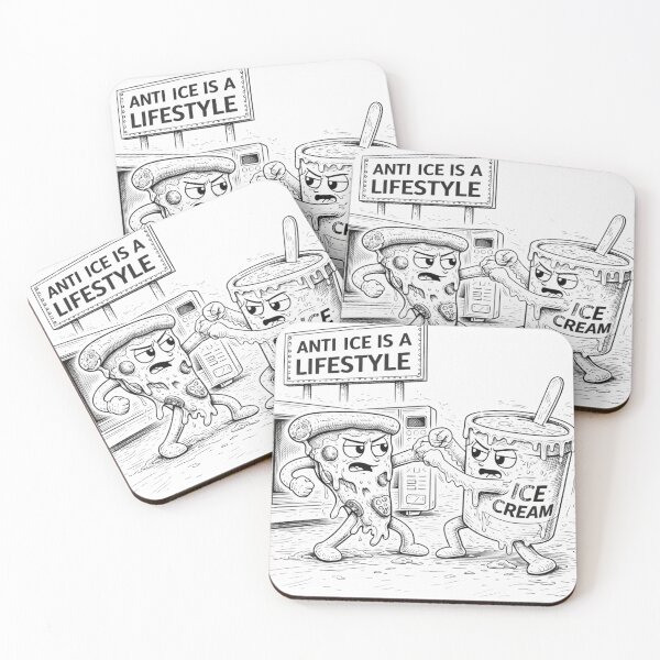 Item preview, Anti Ice Is a Lifestyle Funny Pizza vs Ice Cream Coloring Page designed and sold by ComedyInkFactor.