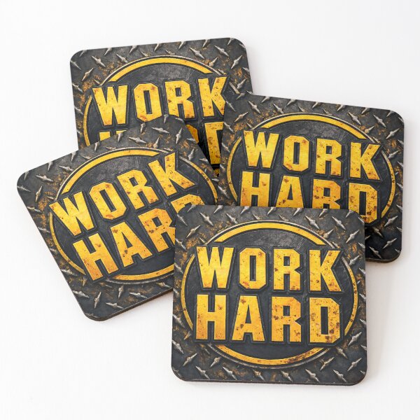 Item preview, Work Hard Industrial Metal Badge designed and sold by Kaleidoscope Print.