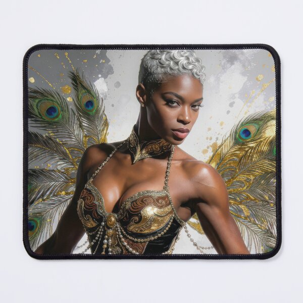 Item preview, Burlesque performer with Peacock Feather Costume designed and sold by Andy Gambino Art.