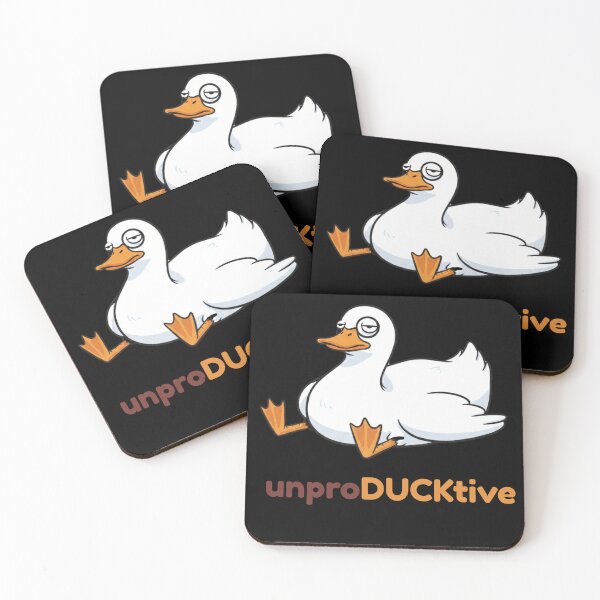 Item preview, UnproDUCKtive Duck – Funny Lazy Duck Pun Illustration designed and sold by LittleLoopArt.