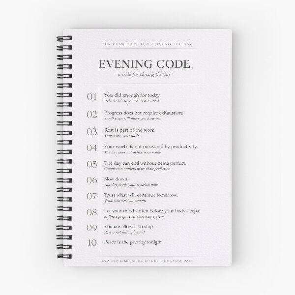 Item preview, Evening Code Minimalist Poster – Calm Night Routine Typography Art designed and sold by HoloInverse.