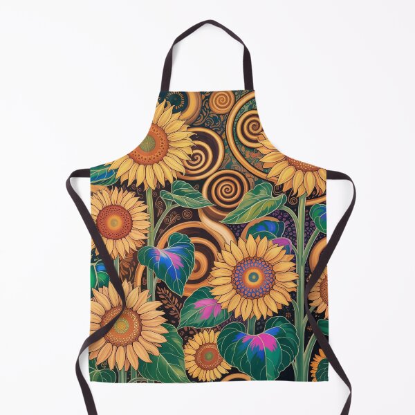 Item preview, Art Nouveau Sunflower Garden Inspired by Klimt | Gold Ornamental Floral Neon Art designed and sold by Tamas Das.