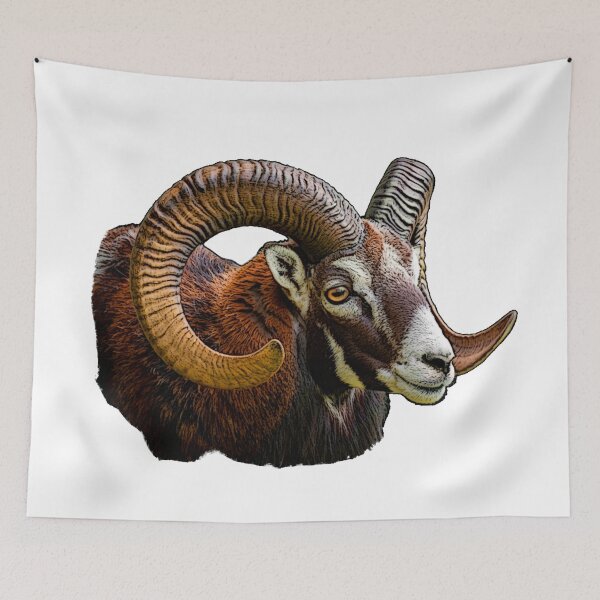 Item preview, Mouflon head, sheep head, wild sheep, animal shirts for men designed and sold by Kirei-Lily.