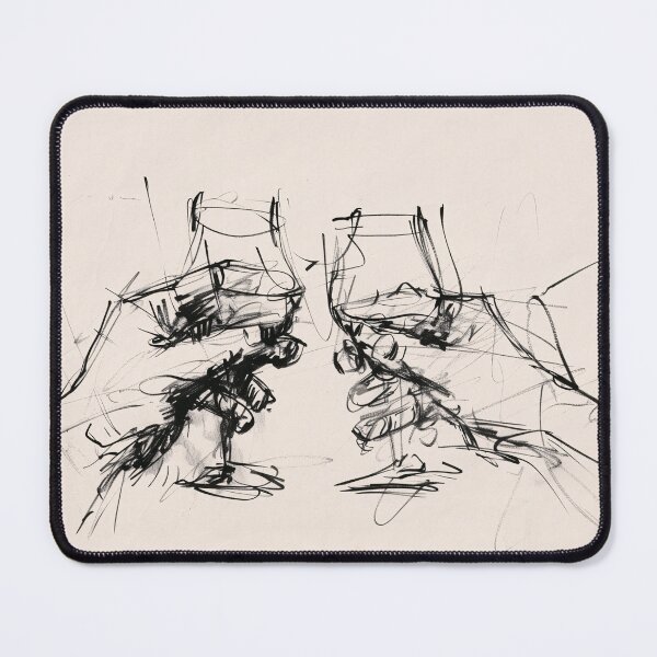 Item preview, Abstract Cheers Sketch with Wine Glasses designed and sold by SleekLineSketches.