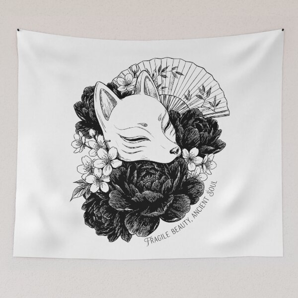 Item preview, Blossoms of the Shapeshifter - Japanese Kitsune Mask designed and sold by bapupa.