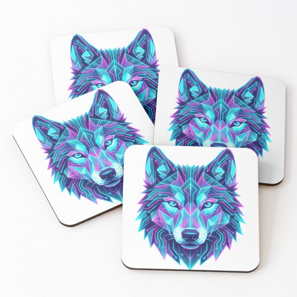 Item preview, Cyberpunk Wolf - Geometric Neon Animal Design designed and sold by Neon Nature Studio.