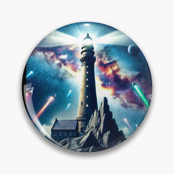 Item preview, “Cosmic Lighthouse – Sci-Fi Space Exploration Art” designed and sold by Dogandesighn.