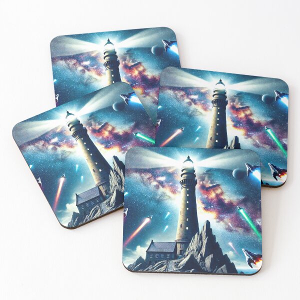 Item preview, “Cosmic Lighthouse – Sci-Fi Space Exploration Art” designed and sold by Dogandesighn.