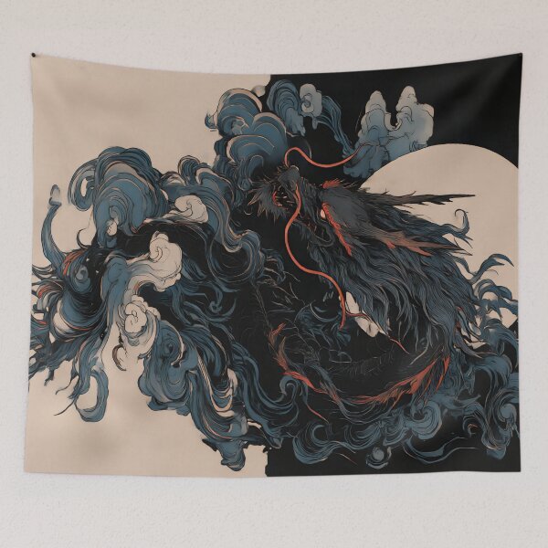 Item preview,   Moonlit Black Dragon – Japanese Dragon Art designed and sold by Wa-Sa-bi.