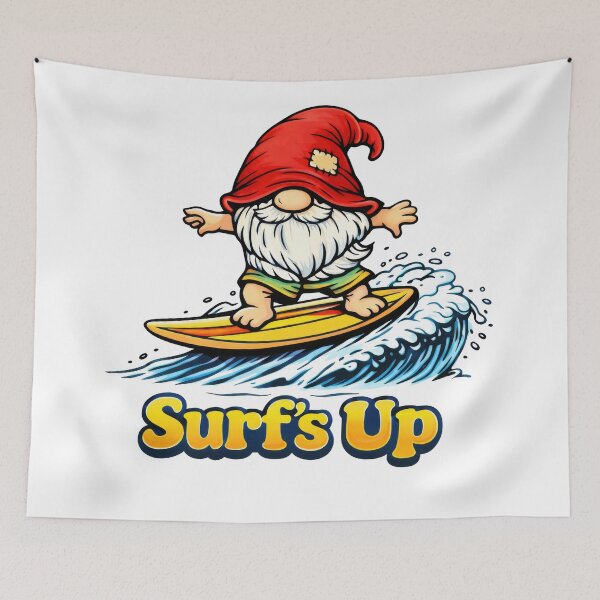 Item preview, Surf’s Up Gnome – Funny Surfing Gnome Cartoon Design designed and sold by Moriarty's Digital Visions.