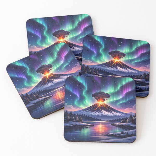 Item preview, Volcano Under Aurora Borealis – Northern Lights Night Landscape Art designed and sold by Globalcitytees.