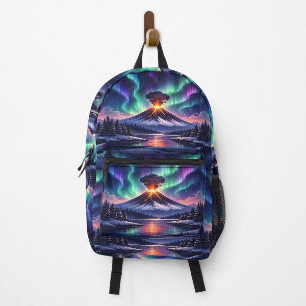 Item preview, Volcano Under Aurora Borealis – Northern Lights Night Landscape Art designed and sold by Globalcitytees.