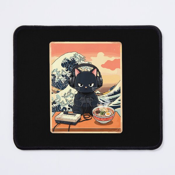 Item preview, Retro GamerCat With Ramen Great Wave For Anime Fans T-Shirt designed and sold by CcConsultingS.