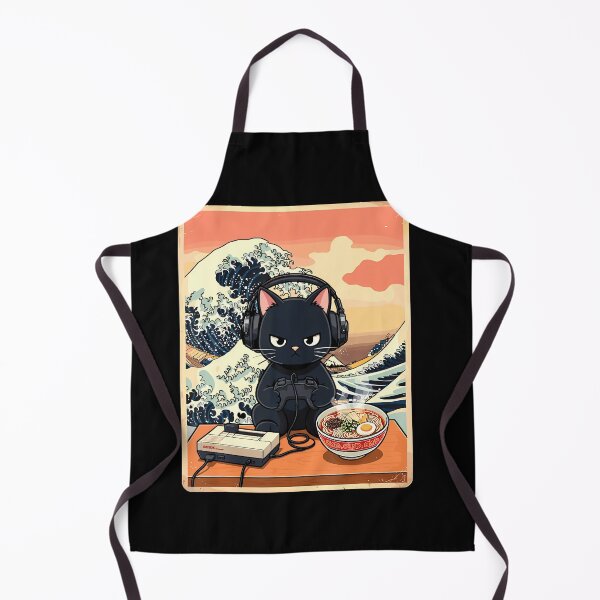 Item preview, Retro GamerCat With Ramen Great Wave For Anime Fans T-Shirt designed and sold by CcConsultingS.