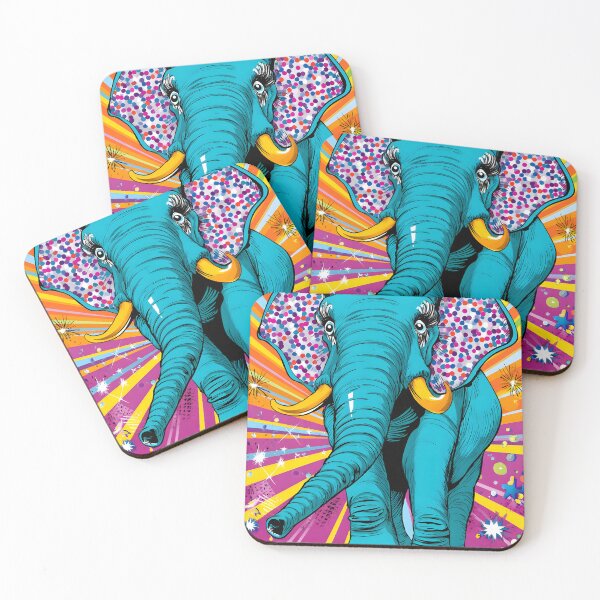 Item preview, Colorful Pop Art Elephant on Vibrant Background designed and sold by Artessie.