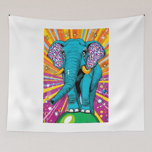 Item preview, Colorful Pop Art Elephant on Vibrant Background designed and sold by Artessie.