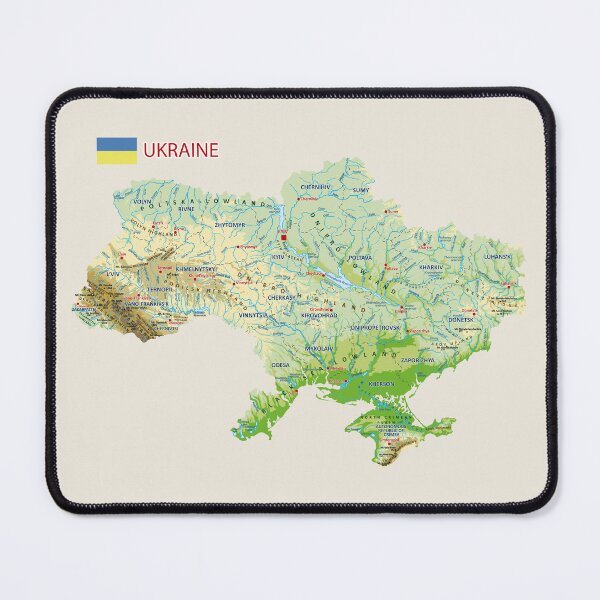 Item preview, Ukraine Physical Geography Map – Landforms, Regions and Major Cities designed and sold by alijun.