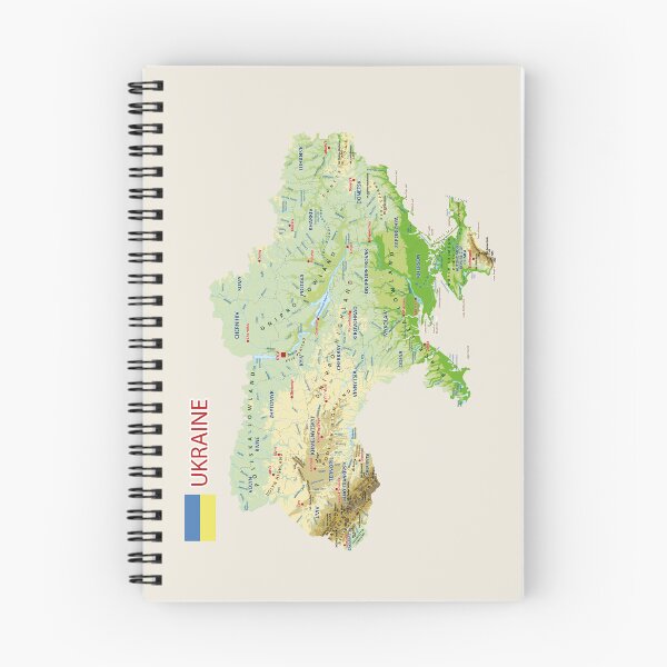 Item preview, Ukraine Physical Geography Map – Landforms, Regions and Major Cities designed and sold by alijun.