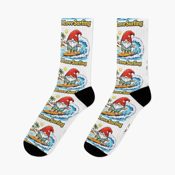 Item preview, Surfing Gnome – I Love Surfing Beach Art Illustration designed and sold by Moriarty's Digital Visions.
