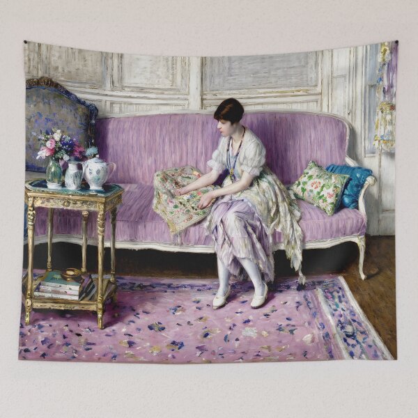 Item preview, Woman Seated on Sofa in Interior - Quiet Reflection  designed and sold by artdesignsnow.