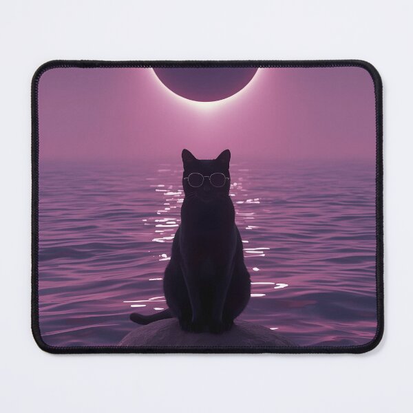 Item preview, Black cat facing the cosmic eclipse designed and sold by Hosharu Gaming.