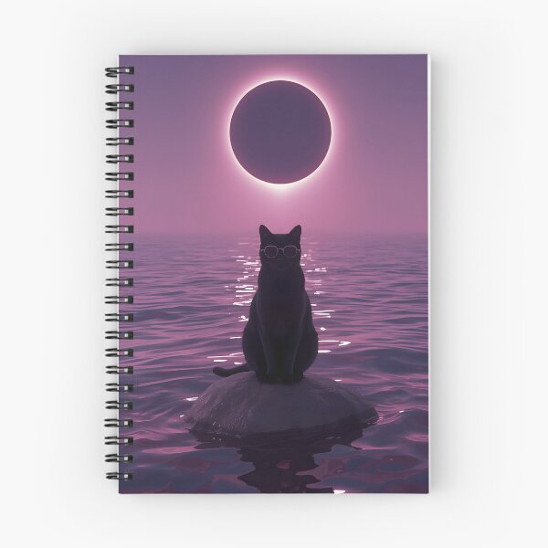 Item preview, Black cat facing the cosmic eclipse designed and sold by Hosharu Gaming.