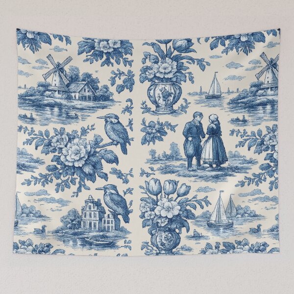 Item preview, Delfts Blauw – Retro Nederlands Toile Patroon designed and sold by Cleora Art .