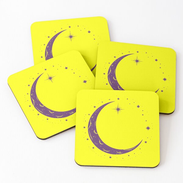 Item preview, Purple Crescent Moon Mandala Yellow Background Bold Celestial Pop Art | Premium HD design of Lunar Graphic Gift idea designed and sold by MillionaireGenZ ⭐⭐⭐⭐⭐ (5.0).
