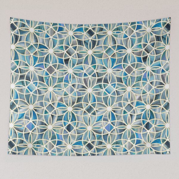Item preview, Blue Green Geometric Mineral Mosaic Tesserae with White and Gold  designed and sold by micklyn.
