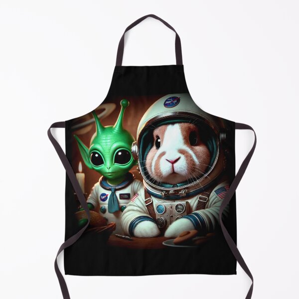 Item preview, “Rabbit and Alien Astronauts – Cosmic Dinner Art” designed and sold by Dogandesighn.