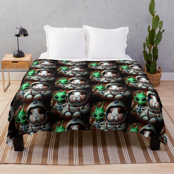 Item preview, “Rabbit and Alien Astronauts – Cosmic Dinner Art” designed and sold by Dogandesighn.