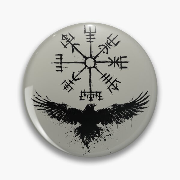 Artikelvorschau, Rabe mit Vegvísir – Symbolkunst der nordischen Mythologie entworfen und verkauft von Beltschazar.