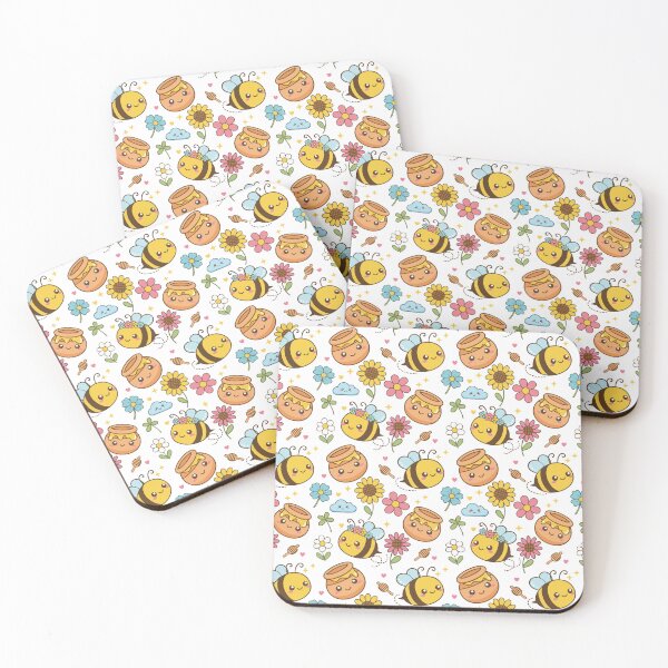 Item preview, Cute Kawaii Honey Bee and Sunflower Seamless Pattern designed and sold by BetweenForms.