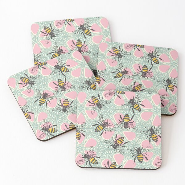 Item preview, honey hive floral pink aqua designed and sold by scrummy.