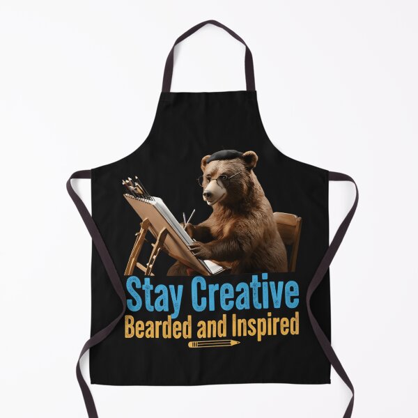 Item preview, Funny Bear T-Shirt, Stay Creative Bearded and Inspired - Artistic Grizzly Painter in Beret and Glasses Graphic Tee designed and sold by ZyxDes.