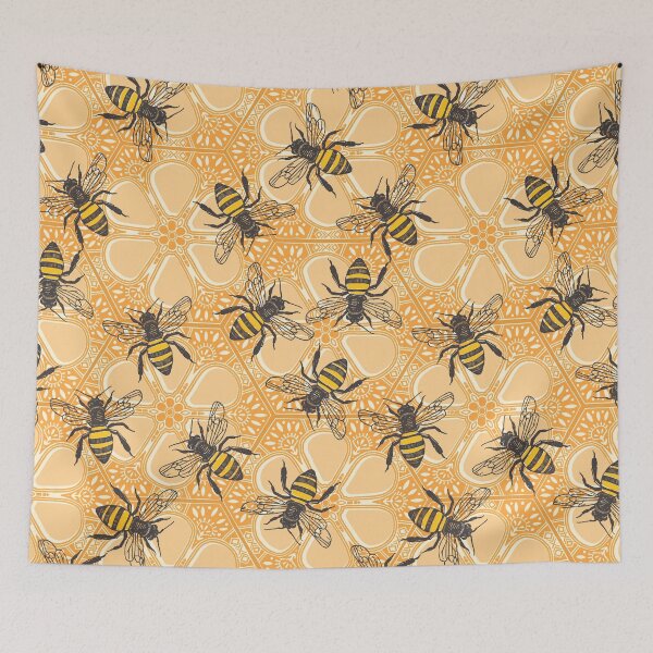 Item preview, honey hive floral apricot orange designed and sold by scrummy.