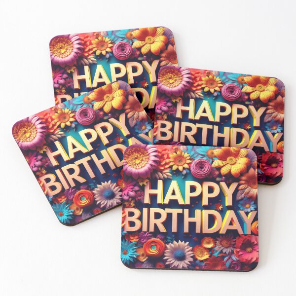 Item preview, Colorful Happy Birthday Wallcovering Tapestry, duvet cover, throw blanket, shower curtain designed and sold by CharlottePlaceArt.