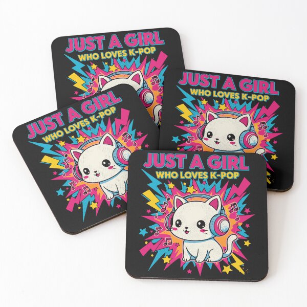 Item preview, Just A Girl Who Loves K-Pop Cute Korean Music Cat designed and sold by LuminOrb.