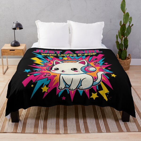 Item preview, Just A Girl Who Loves K-Pop Cute Korean Music Cat designed and sold by LuminOrb.